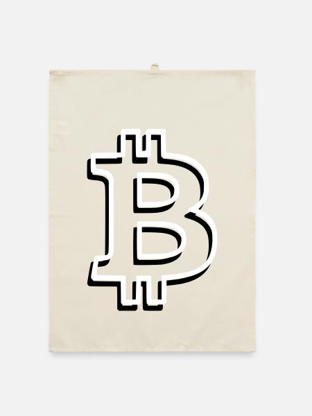 Bitcoin Logo Outline Neon Minimalistisch - Organic Geschirrtuch - Natur - Vorne