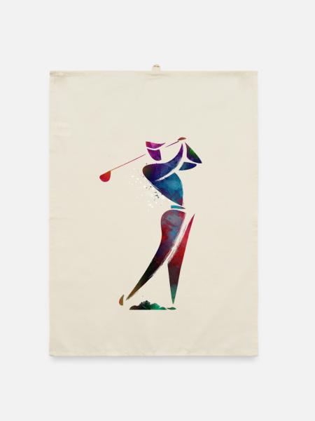Farbenfroher Golfer in Bewegung - Organic Geschirrtuch - Natur - Vorne