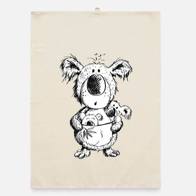 Koala Mom With Babies Organic dish towel