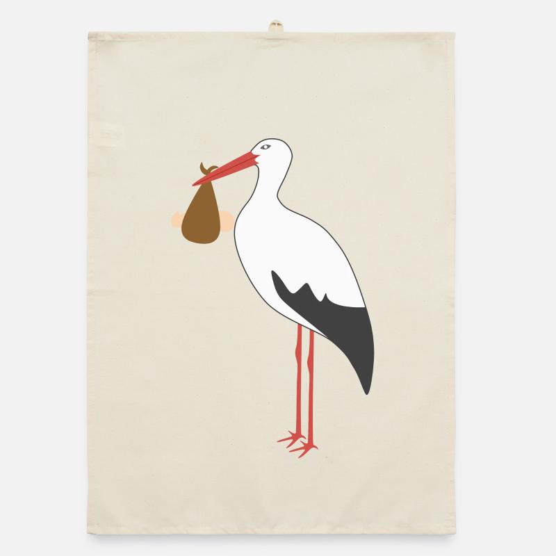 Cigogne apportant un bébé Torchon bio