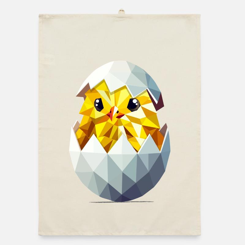Chick in the Egg – Modern Easter Illustration Organic dish towel