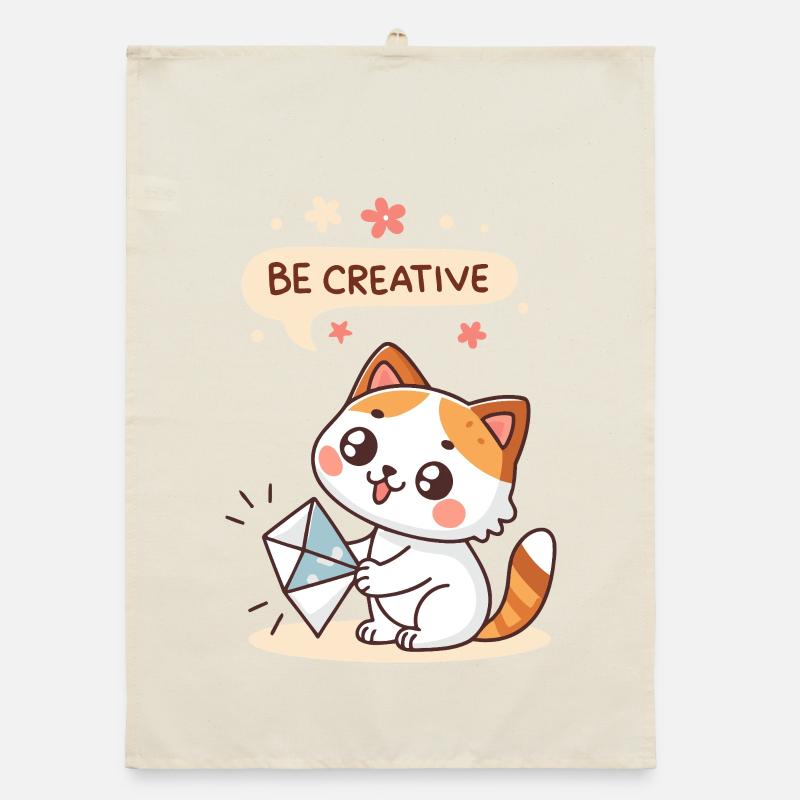 Chat Kawaii Créatif Torchon bio
