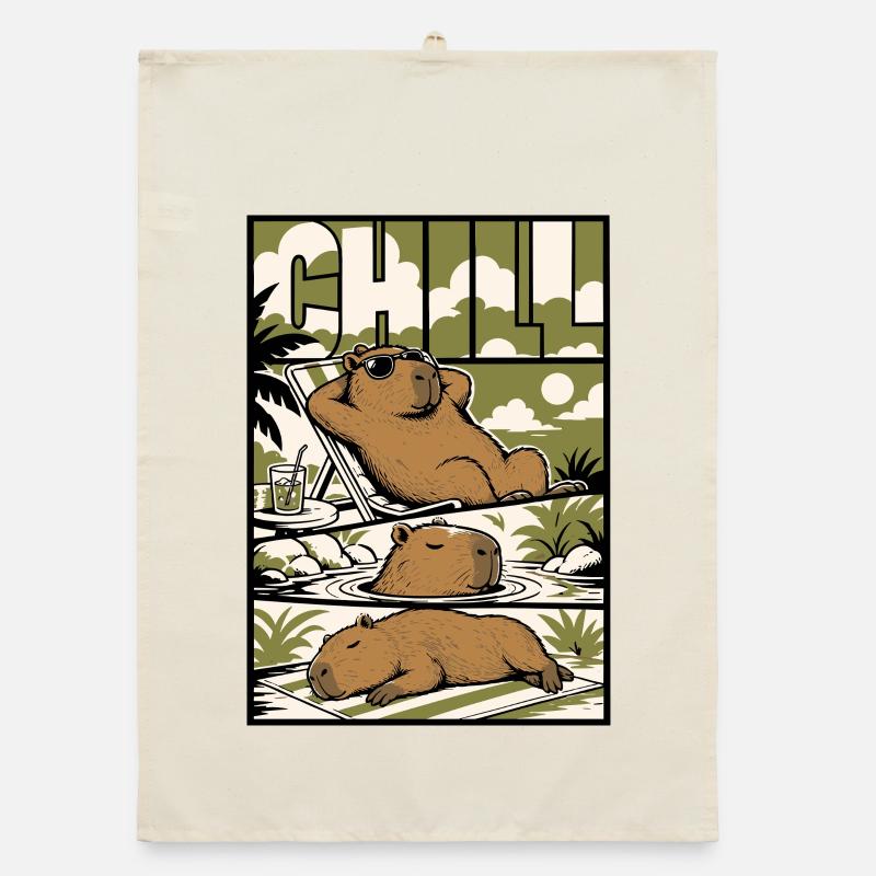 Chill Capybara Relax Design Torchon bio
