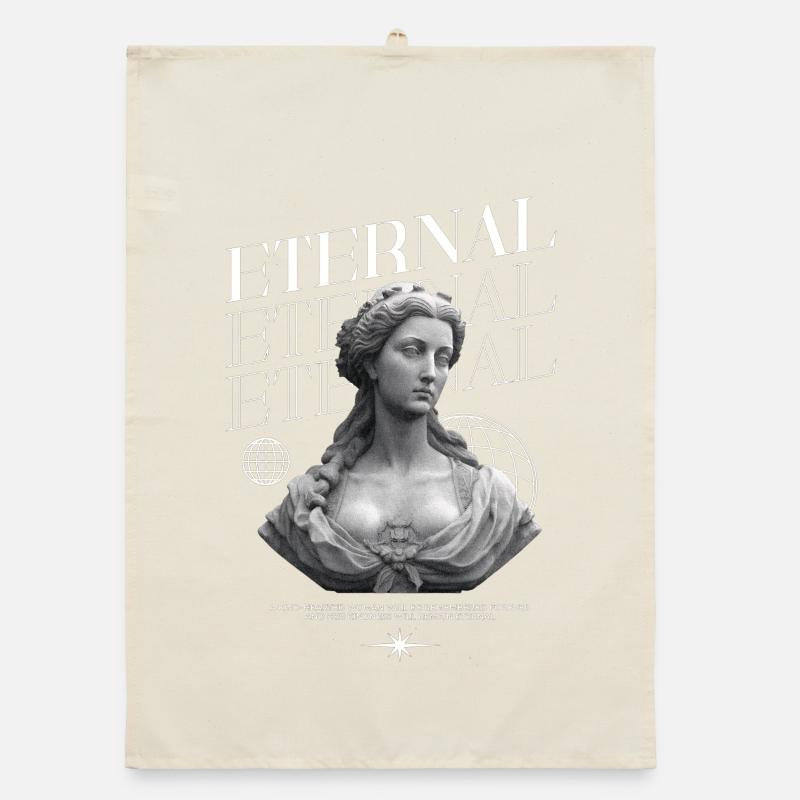 Eternal Goodness: Statue, Globe Collage Organic dish towel