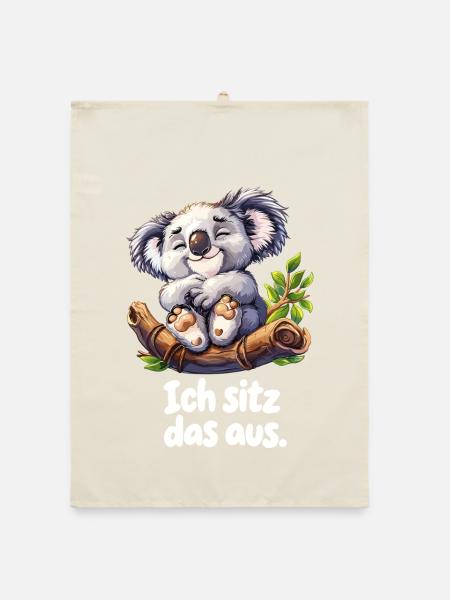 Ich sitz das aus – Lustiger Koala auf einem Ast - Organic Geschirrtuch - Natur