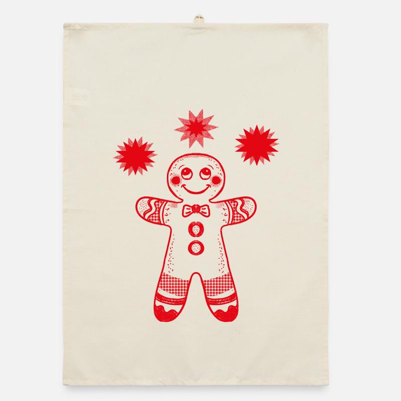 Lebkuchenmann mit Sternen Organic Geschirrtuch