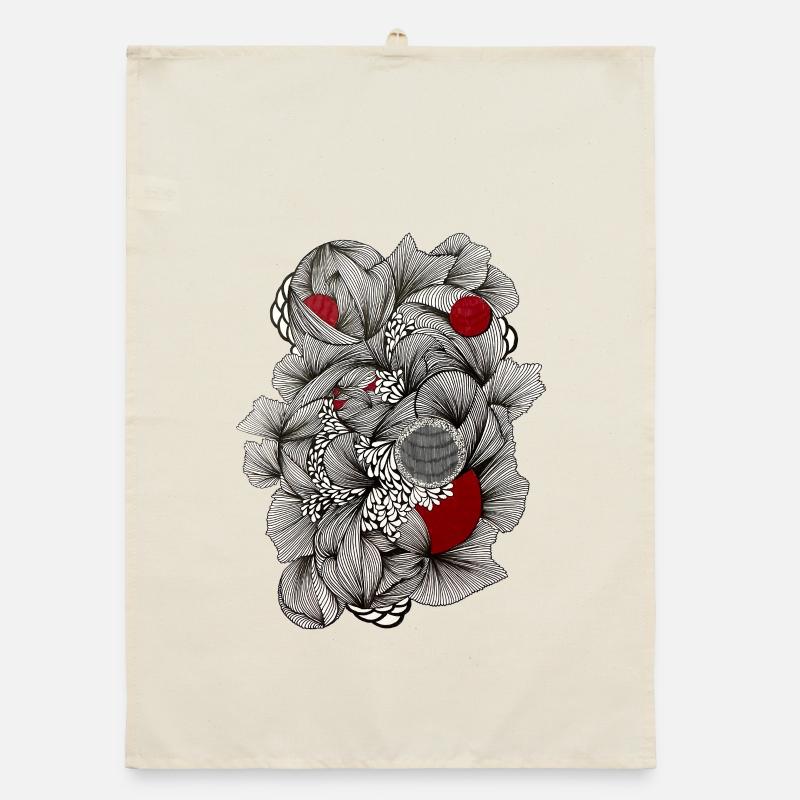 Black and white sheets with red accent Organic dish towel