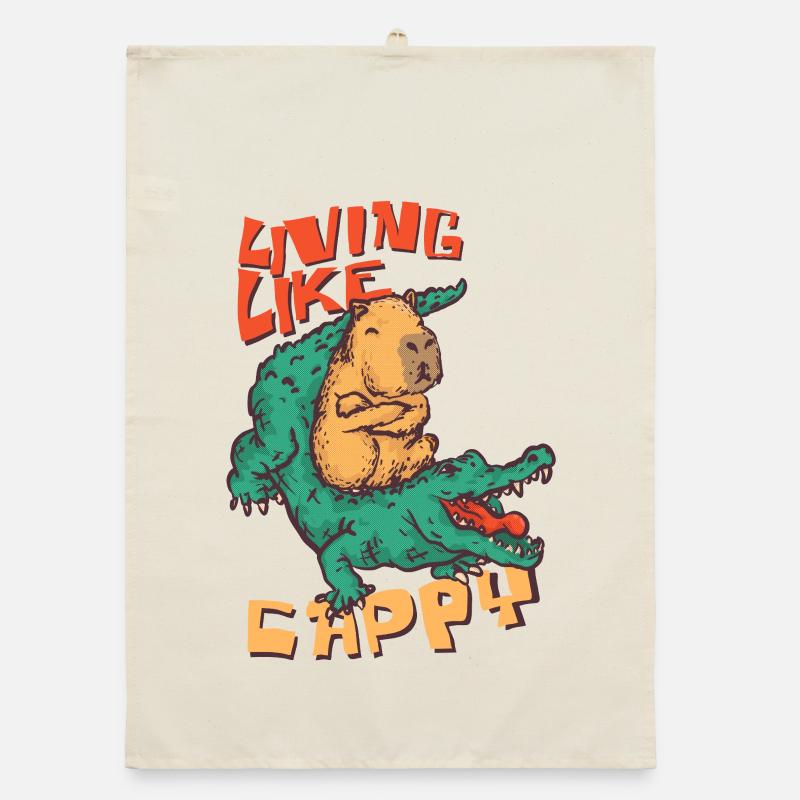 Vivre comme un Cappy - Cappybara Ride Crocodille - Torchon bio - nature