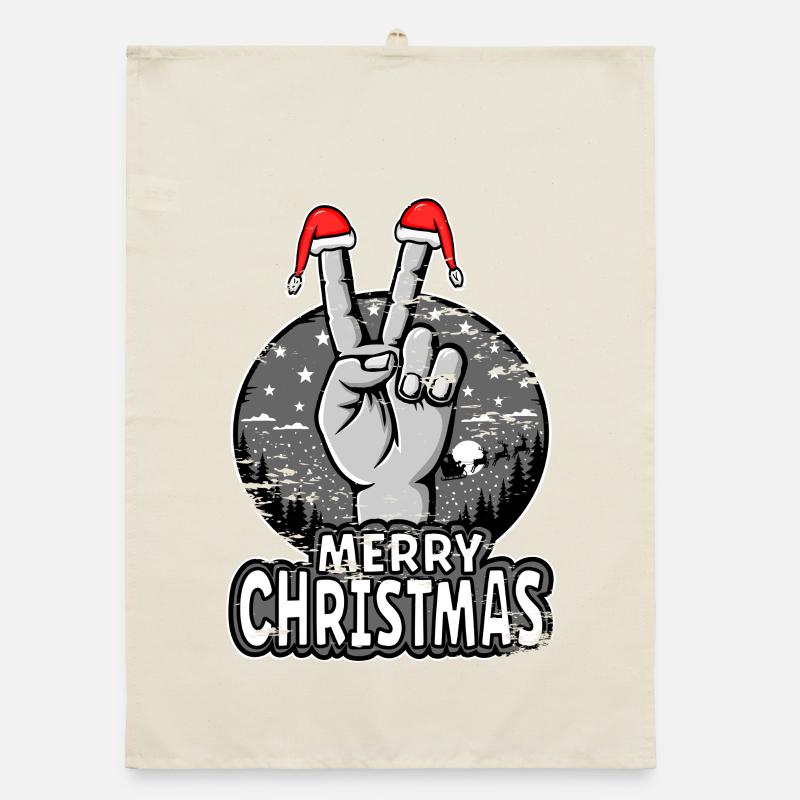 Frohe Weihnachten Peace Sign Design - Organic Geschirrtuch - Natur