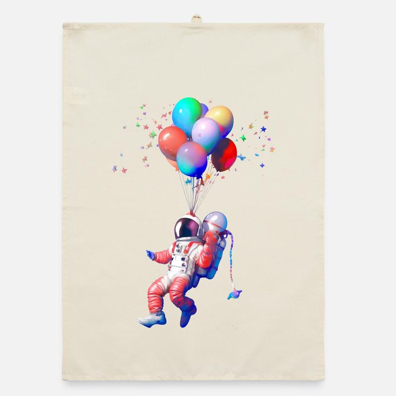 Astronaut Balloon Flight Organic dish towel