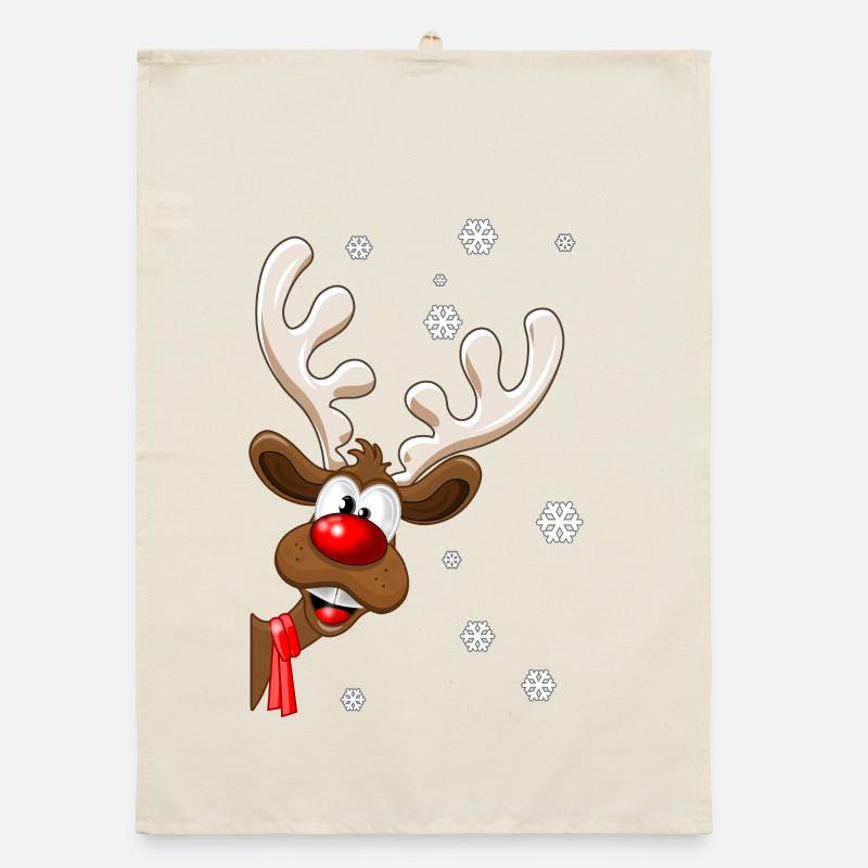 renne de noël rudolph - renne de noël - Torchon bio - nature
