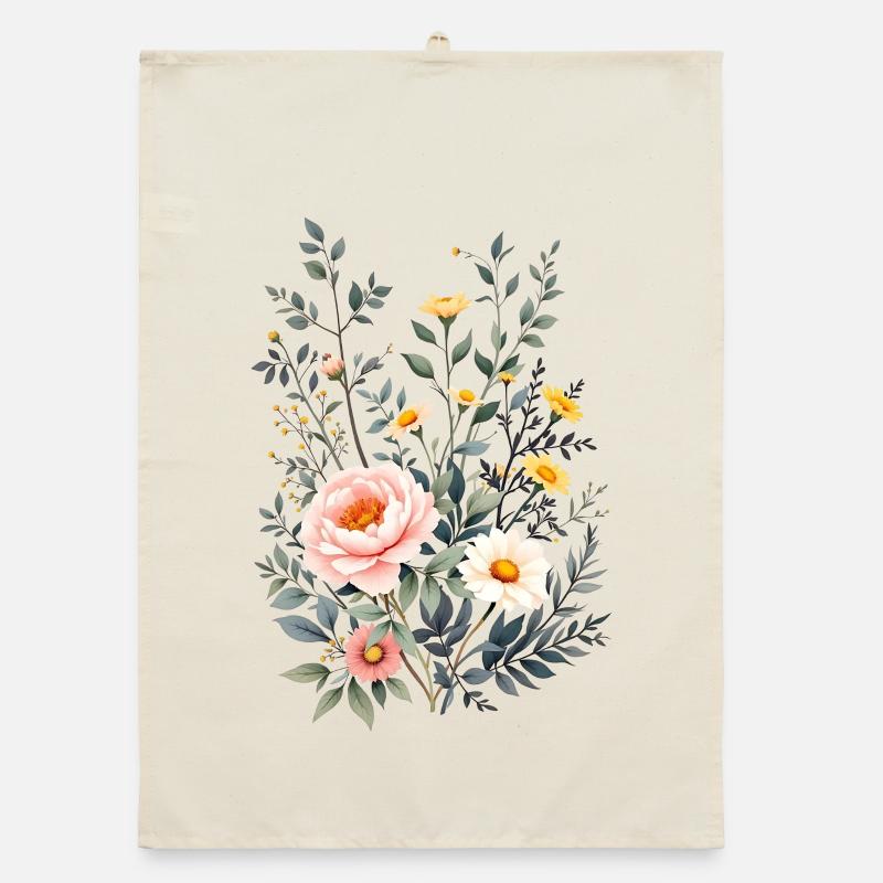Boho Flowers – Blooming Harmony Organic dish towel