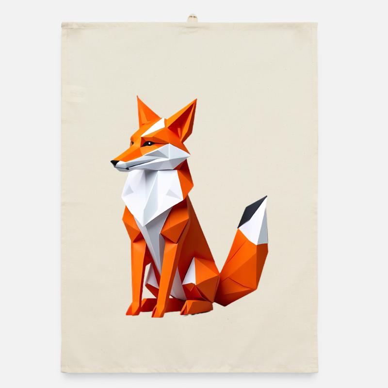 Geometric Polygon Fox Organic dish towel