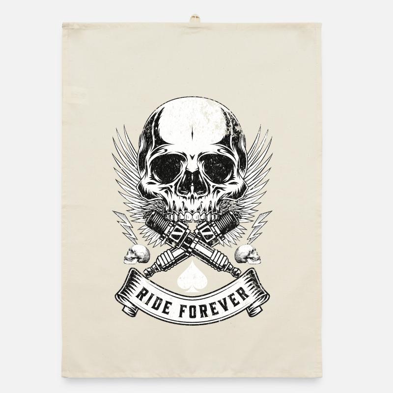 Ailes de crâne Ride Forever Emblème Torchon bio