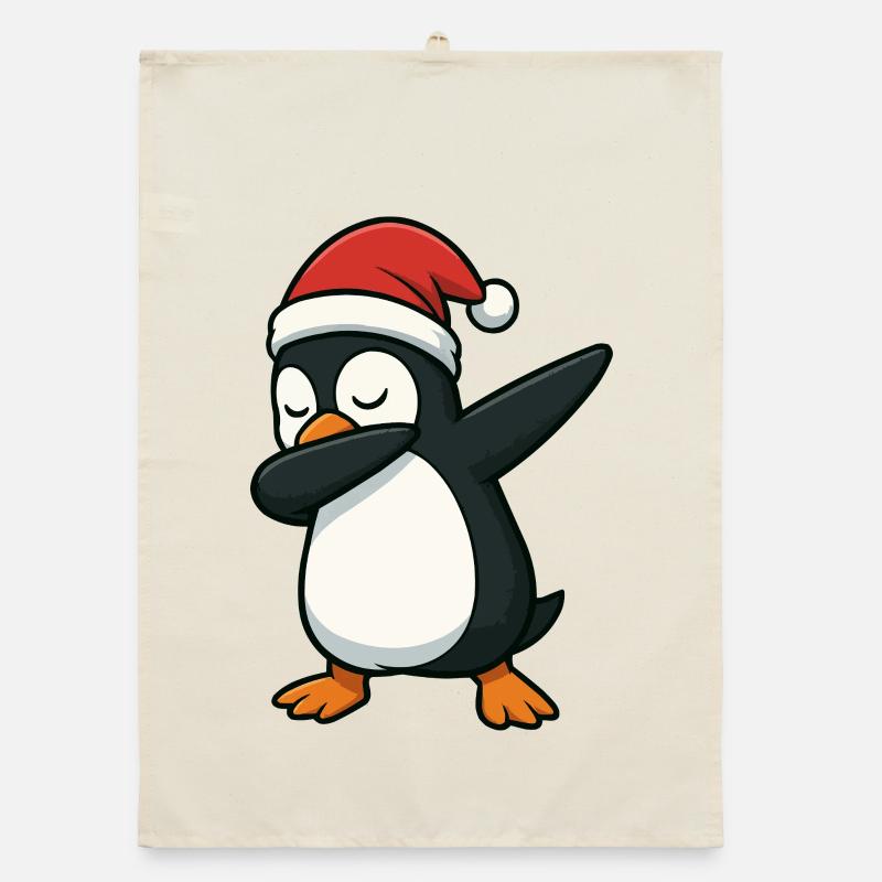 Penguin Santa Dab Organic dish towel
