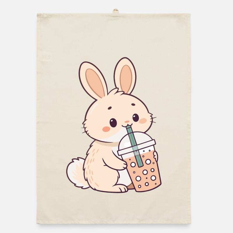 Rabbit Bubble Tea Süßigkeit Organic Geschirrtuch