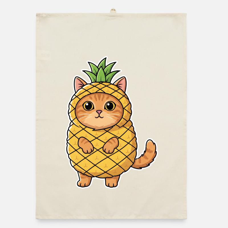 Ananas-Katze Organic Geschirrtuch
