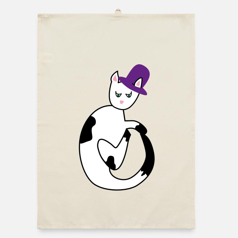 Chat avec chapeau Abstraction Torchon bio