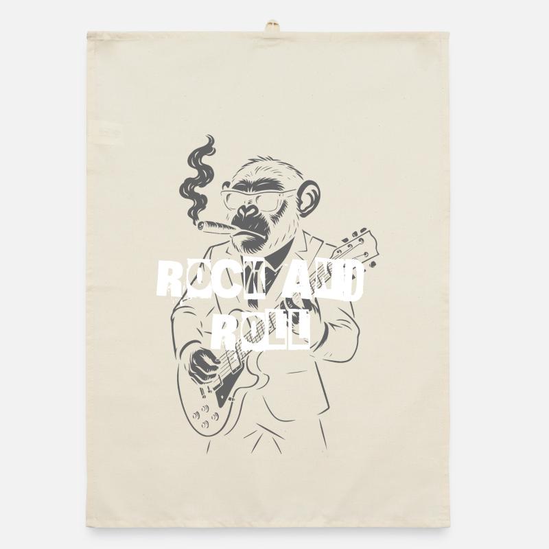 Rock and Roll Monkey Guitarist Organic dish towel