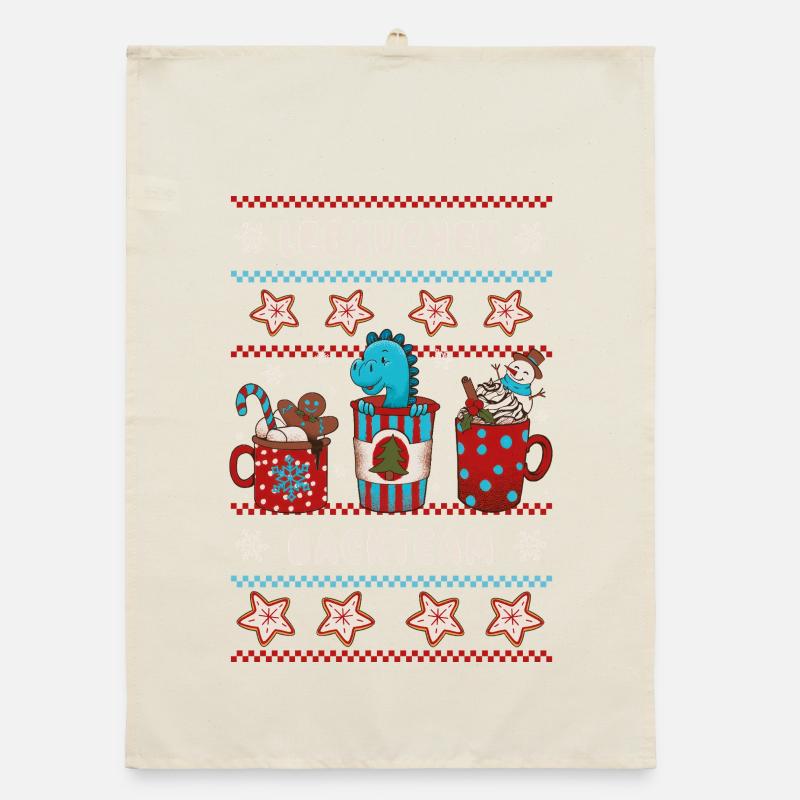 Gingerbread Baking Team - Christmas Funny Dino Organic dish towel