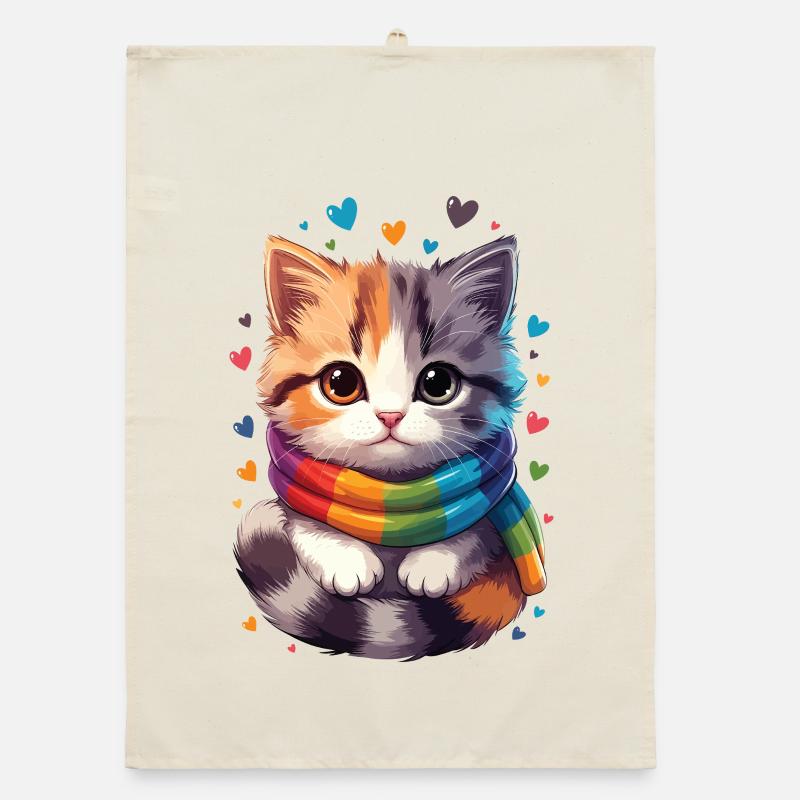 Rainbow Kitten Scarf Organic dish towel