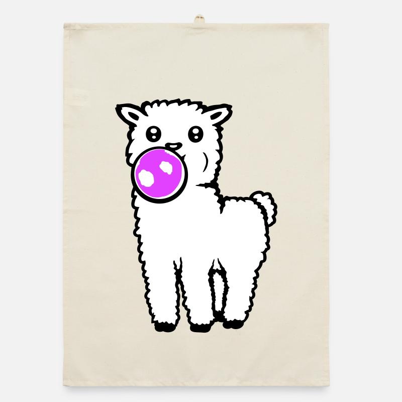 Lama Chewing-gum Debout Corps entier Devant mignon Cool Torchon bio