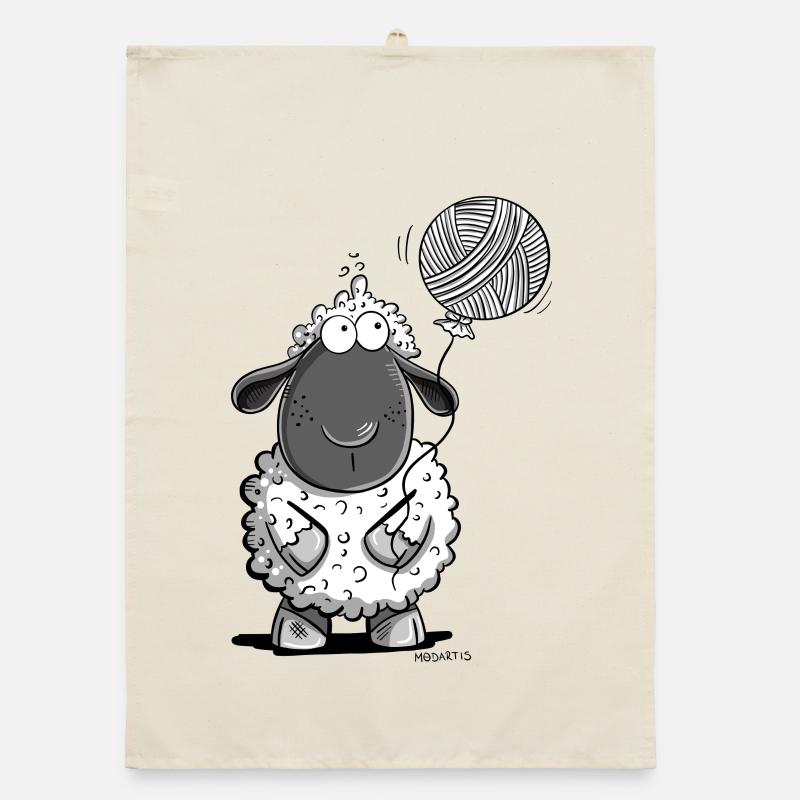 Schaf Mit Wolle Ballon Organic Geschirrtuch