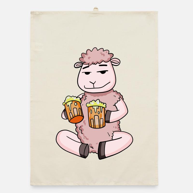 Moutons avec des verres à bière Bière Boire de l’alcool Torchon bio