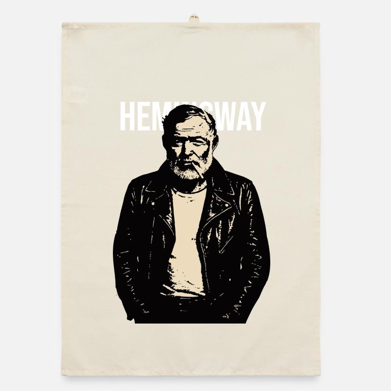 Ernest Hemingway Portrait with Bold Text Organic dish towel