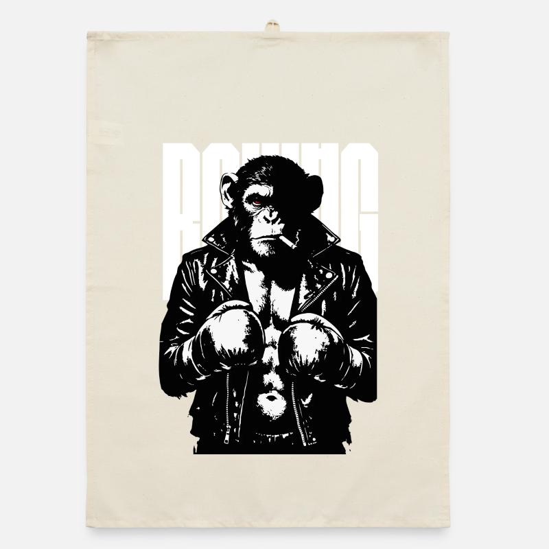 Monkey Boxer Rebel Monkey in Leather Boxing Jacket Organic dish towel