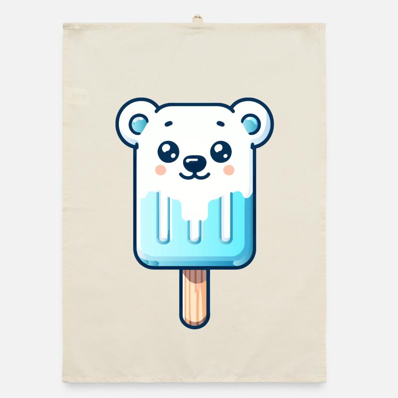 Ein Eis in Form eines lächelnden Eisbären Organic Geschirrtuch