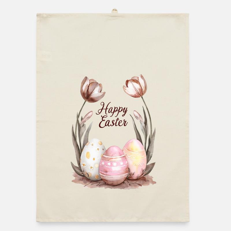 Oeufs Et Fleurs De Pâques Torchon bio