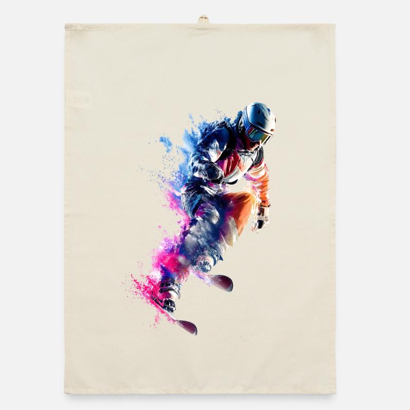 Farbexplosion Snowboarder Sprung Organic Geschirrtuch