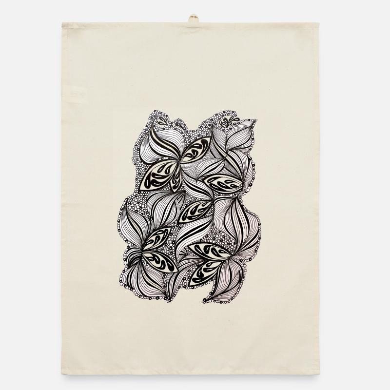 Black and white leaf pattern Organic dish towel