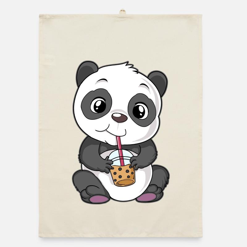 Panda Bubble Tea Organic dish towel