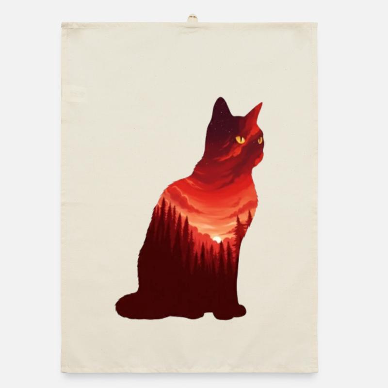 Cat Evening Sky Nature Forest Organic dish towel