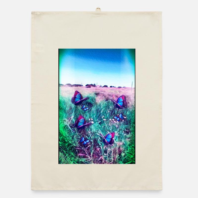 papillons bleus Torchon bio