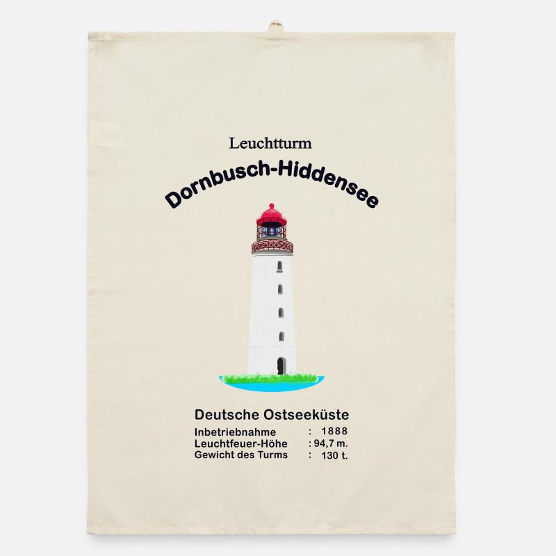Leuchtturm Dornbusch, Insel Hiddensee, Ostsee - Organic Geschirrtuch - Natur