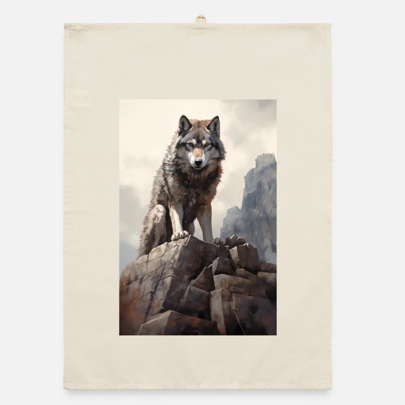 Wolf Illustration Organic Geschirrtuch