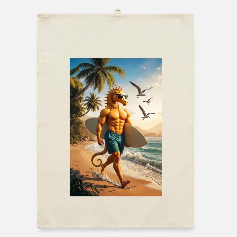 Surfer Humanoides Seepferdchen Organic Geschirrtuch