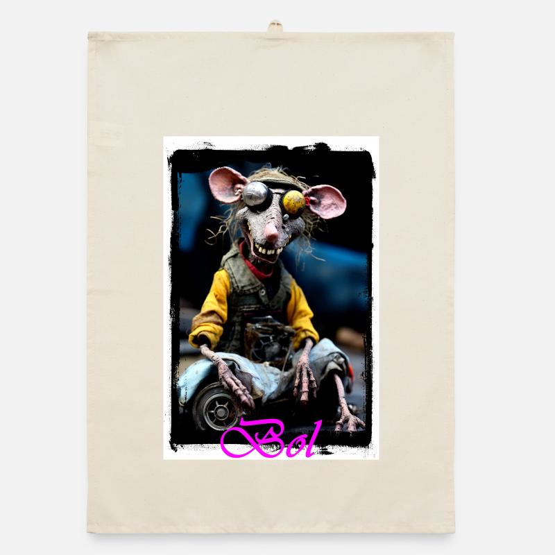 Futuristic Rat Garage Character Punk Doll Organic dish towel