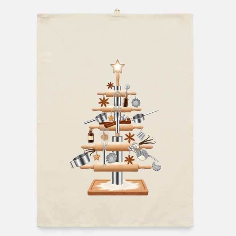 Kitchen tree made of baking tools Organic dish towel