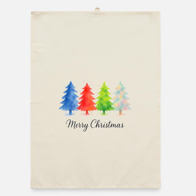 Rainbow Merry Christmas Trees Organic Geschirrtuch