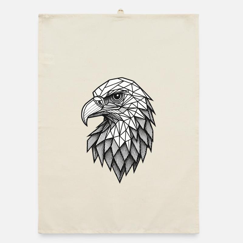 Geometric Eagle Head – Line Art Organic dish towel