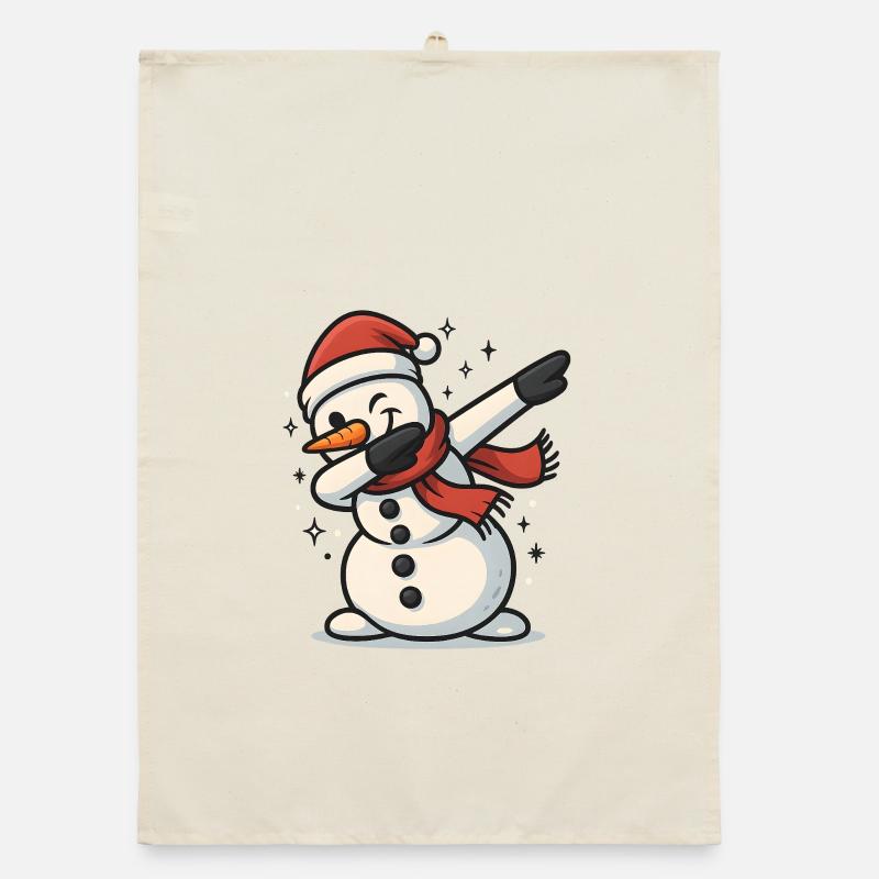 Merry Christmas Snowman Organic dish towel
