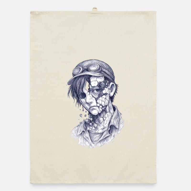 Decayed mechanic| Surreal Zomie Boy Organic dish towel