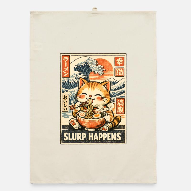 Ramen Cat Organic dish towel