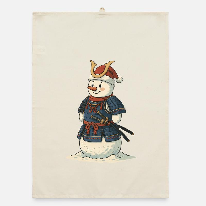 Samurai Snowman – Winterkrieger mit Herz Organic Geschirrtuch