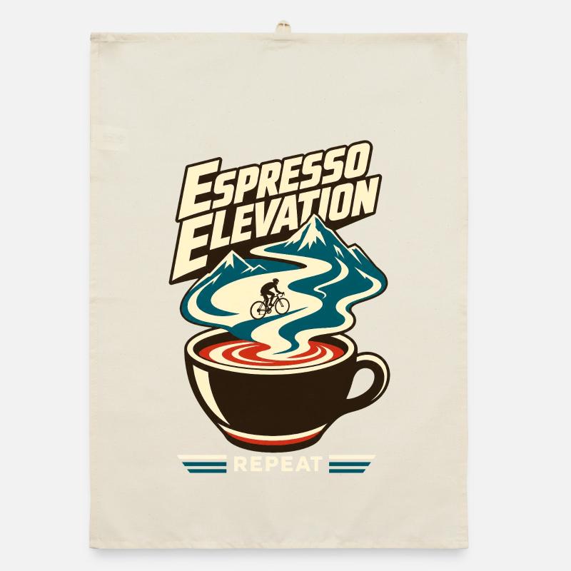 Road Cycling Espresso Elevation Mountain Climb Hum Organic Geschirrtuch