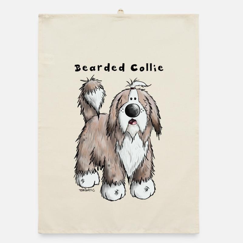 Hier ist der Bearded Collie Organic Geschirrtuch